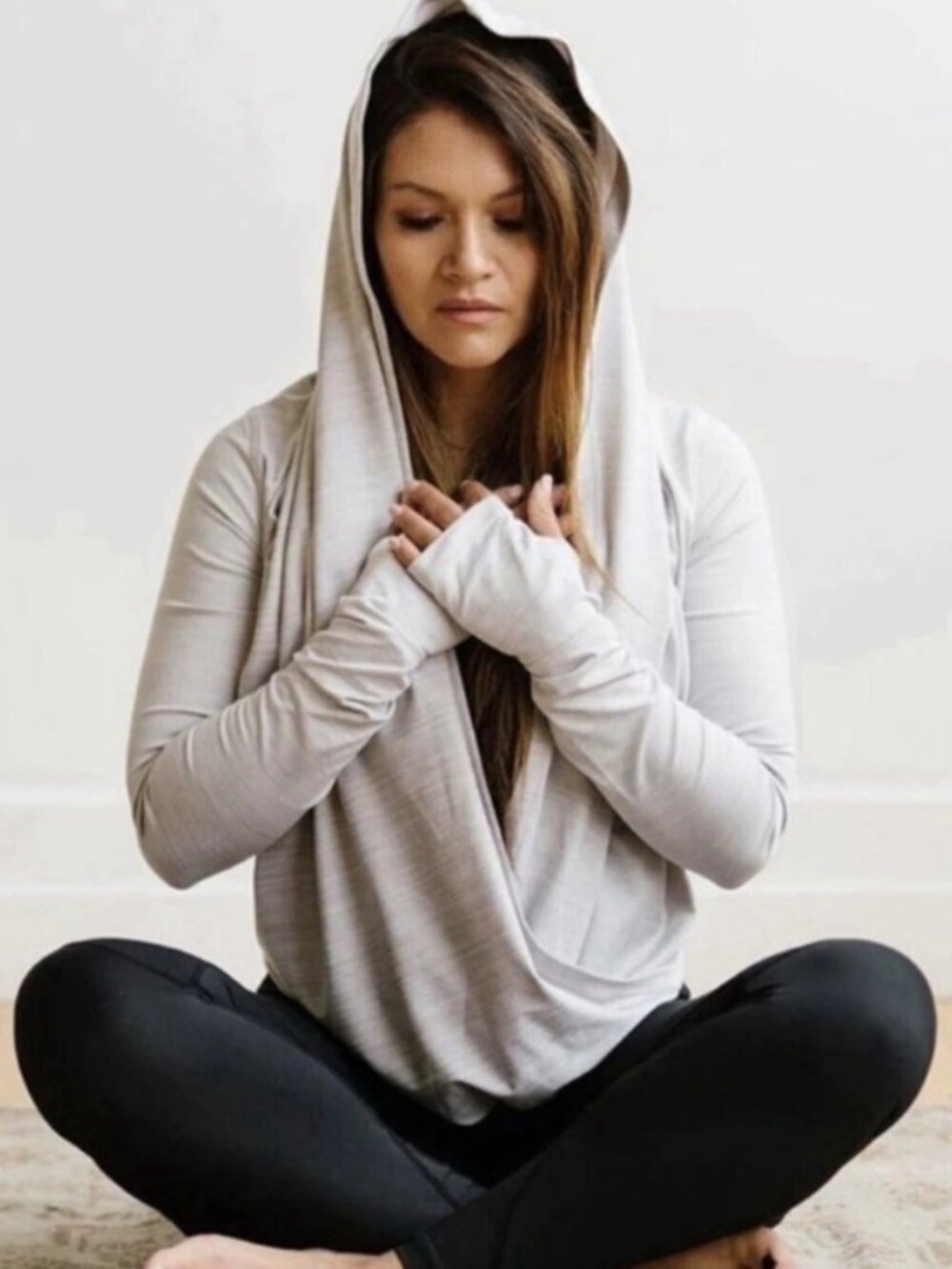 ZYIA Active Haze Yoga Shawl Wrap Pullover Hooded Wrap XL Top